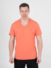 Мужская футболка «Великоросс» персикового цвета V ворот – фото 1