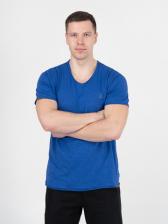 Мужская футболка «Великоросс» синего цвета V ворот – фото 3