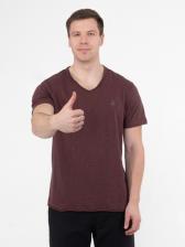 Мужская футболка «Великоросс» бордового цвета V ворот – фото 2