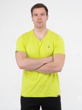 Мужская футболка «Великоросс» салатового цвета V ворот – фото 3