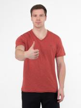 Мужская футболка «Великоросс» терракотового цвета V ворот – фото 2