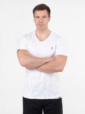 Мужская футболка «Великоросс» белого цвета V ворот – фото 3