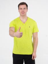 Мужская футболка «Великоросс» салатового цвета V ворот – фото 2