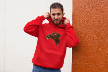 Aksisur Мужская толстовка с капюшоном (худи, кенгуру) и принтом Медведь (Bear) красная 0033 – фото 2