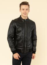 Кожаная куртка мужская Каляев 55185 черная 56 RU