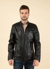 Кожаная куртка мужская Каляев 1597129 черная 60 RU