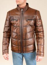 Кожаная куртка мужская Каляев 49903 коричневая 44 RU