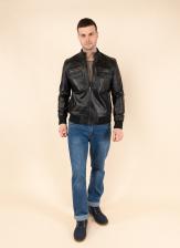 Кожаная куртка мужская Каляев 1581011 черная 64 RU