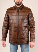 Кожаная куртка мужская Каляев 1625381 коричневая 46 RU