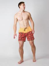 Винтажные пляжные шорты «Красно-жёлтая хохлома» – фото 1