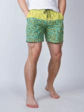 Винтажные пляжные шорты «Зеленая хохлома»