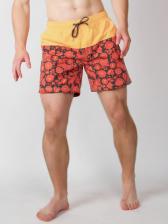 Винтажные пляжные шорты «Красно-жёлтая хохлома»
