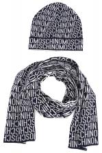 Комплект шапка и шарф MOSCHINO W002-1-MO черный/серый