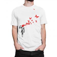 Футболка мужская Dream Shirts Бэнкси - Девочка с бабочками 9899243222 белая XL