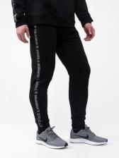 Спортивные штаны чёрного цвета с лампасами, с манжетами. Плотный футер – фото 1