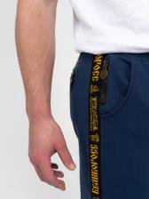 Спортивные штаны цвета синего денима с лампасами, без манжета. Плотный футер – фото 3