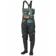 Полукомбинезон забродный Norfin PILOT CAMO BOOTFOOT р.43-M с сапогами резина (83400-43-M)