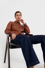 Рубашка женская Finn Flare B21-11818 коричневая S