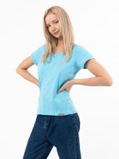 Женская футболка «Великоросс» ярко-голубого цвета