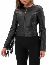 Кожаная куртка женская NoBrand AD95 черная XL