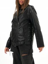 Кожаная куртка женская NoBrand AD36242 черная XL
