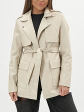Кожаная куртка женская NoBrand AD3607 бежевая XL