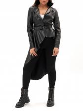 Кожаная куртка женская NoBrand AD238 черная 48-50 RU