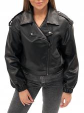 Кожаная куртка женская NoBrand AD166 черная 48-50 RU