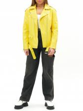 Кожаная куртка женская NoBrand AD3605 желтая M