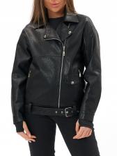 Кожаная куртка женская NoBrand AD3602 черная 46 RU