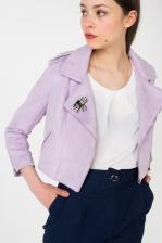 Кожаная куртка женская T-Skirt AW18-17-0484-FS фиолетовая 42-44