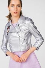 Кожаная куртка женская T-Skirt SS17-17-0231-FS серебристая 42