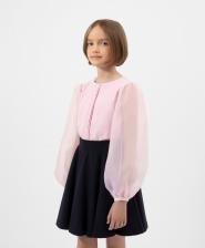 Блузка комбинированная с объемными рукавами Gulliver цв.розовый р.122 222GSGMC1204