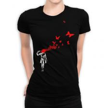 Футболка женская Dream Shirts Бэнкси - Девочка с бабочками 9899242111 черная L