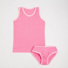 Комплект (майка, трусы) для девочки, цвет розовый, рост 122 см