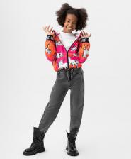 Джинсы mom fit с флисовой подкладкой серые Button Blue (134)