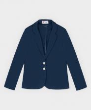 Пиджак из плотного трикотажа укороченный синий Button Blue (134)