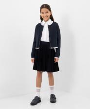 Кардиган вязаный с контрастной отделкой синий для девочки Gulliver (170)