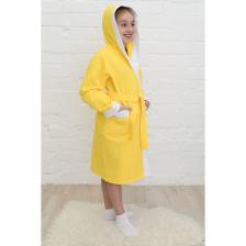 Халат для девочки, рост 152 см, лимонный, вафля – фото 2