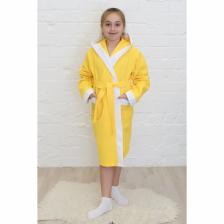 Халат для девочки, рост 152 см, лимонный, вафля