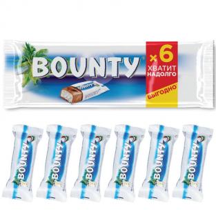 Шоколадные батончики Bounty (6 штук по 27.5 г)