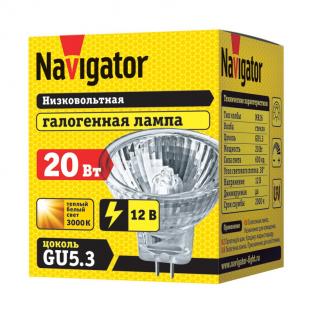 Галогенная лампа GU5.3 Navigator 94 202 MR16 20W 12V 2000h, цена за 1 шт.