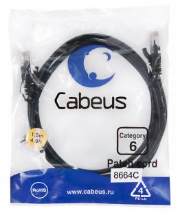 Патч-корд Cabeus PC-UTP-RJ45-Cat.6-1.5m-BK (U/UTP, CAT.6, PVC, 1.5 м, черный) (8664c)