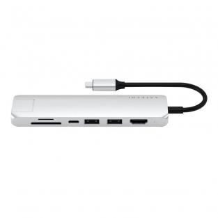 USB-разветвитель Satechi Slim Multi-Port Adapter, серебристый (ST-UCSMA3S)