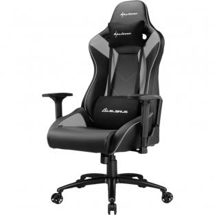Кресло для геймера Sharkoon Elbrus 3 чёрно-серое (синтетическая кожа, регулируемый угол наклона, механизм качания)
