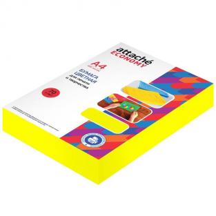 Бумага цветная для печати Attache Economy желтый неон (А4, 70 г/кв.м, 500 листов)