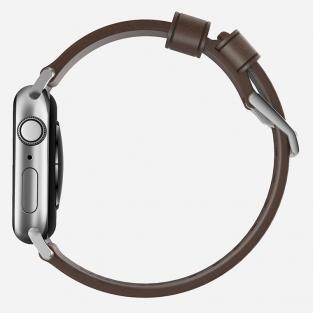 Ремешок кожаный Nomad Modern для Apple Watch 42/44 мм Коричневый с серебряной фурнитурой NM1A4RSM00