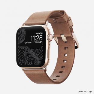 Ремешок Nomad Modern Slim для Apple Watch 38/40 мм Бежевый с золотой фурнитурой NM1A3NTM00