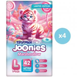 Joonies Трусики Marshmallow, L (9-14 кг.), 42 шт., 4 упаковки