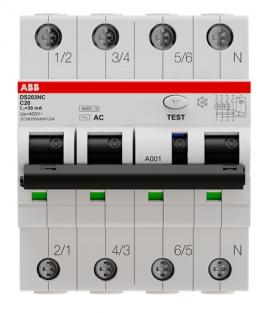 Диф DS203NC C25 AC30 4 модуля дифференциальный автомат ABB